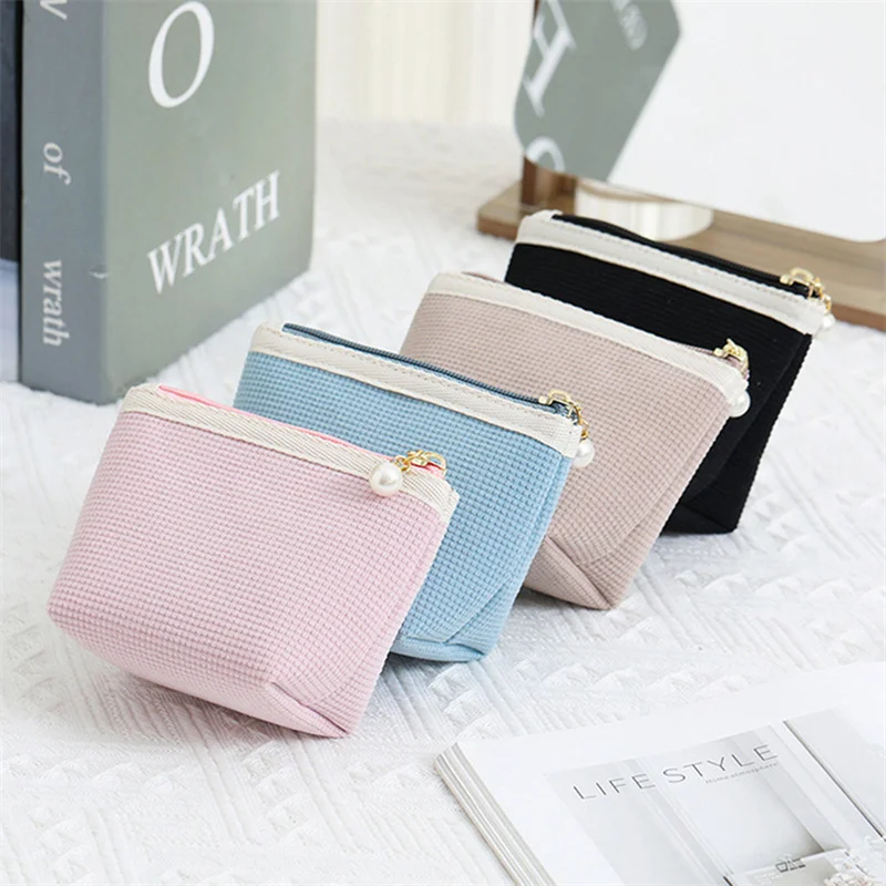 2PCS Corduroy Makeup Bags Large Capacity Women Toiletries Organizer Zipper Solid Makeup Bag Purse Travel Cosmetics Storage Bags