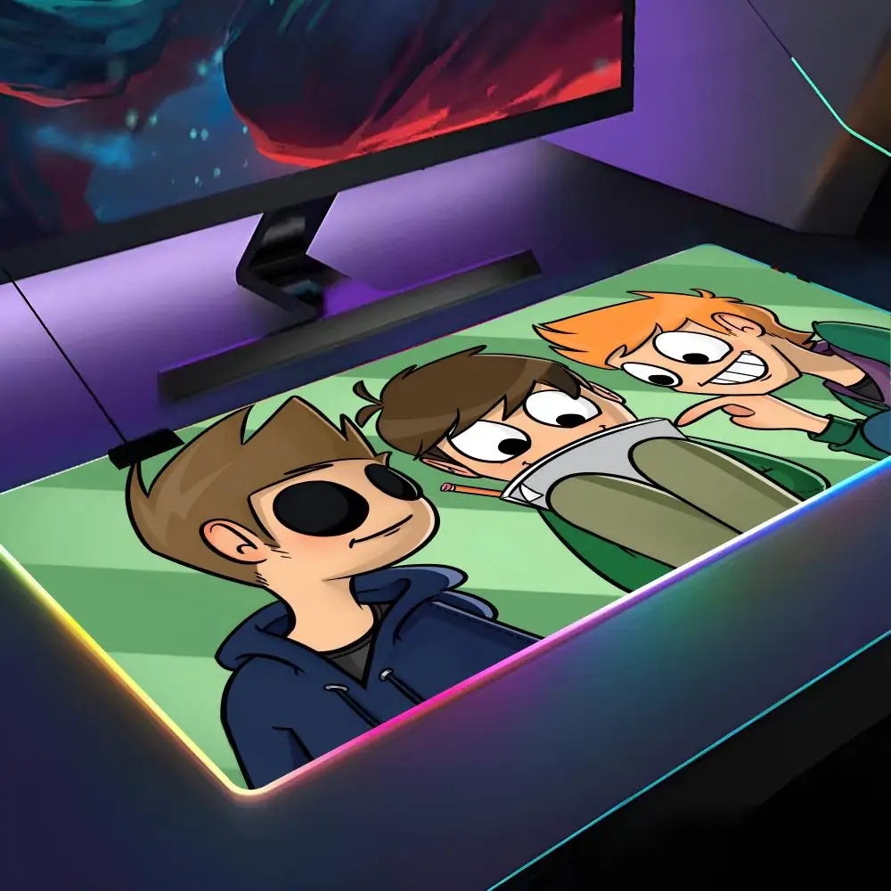 E-Eddsworld Anime Mouse Pad RGB Backlit Mouse Pad Laptop Mouse Pad Laptop Gamer Computer Desk Gaming Accessories