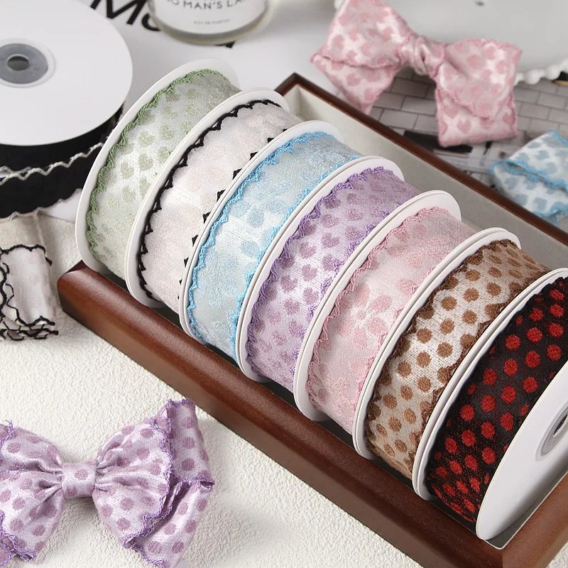 Bud Edge Single-sided Flocking Heart Circle Petals Webbing Hair Accessories Hairpins Shoes And Caps DIY Bows Decorative Ribbons
