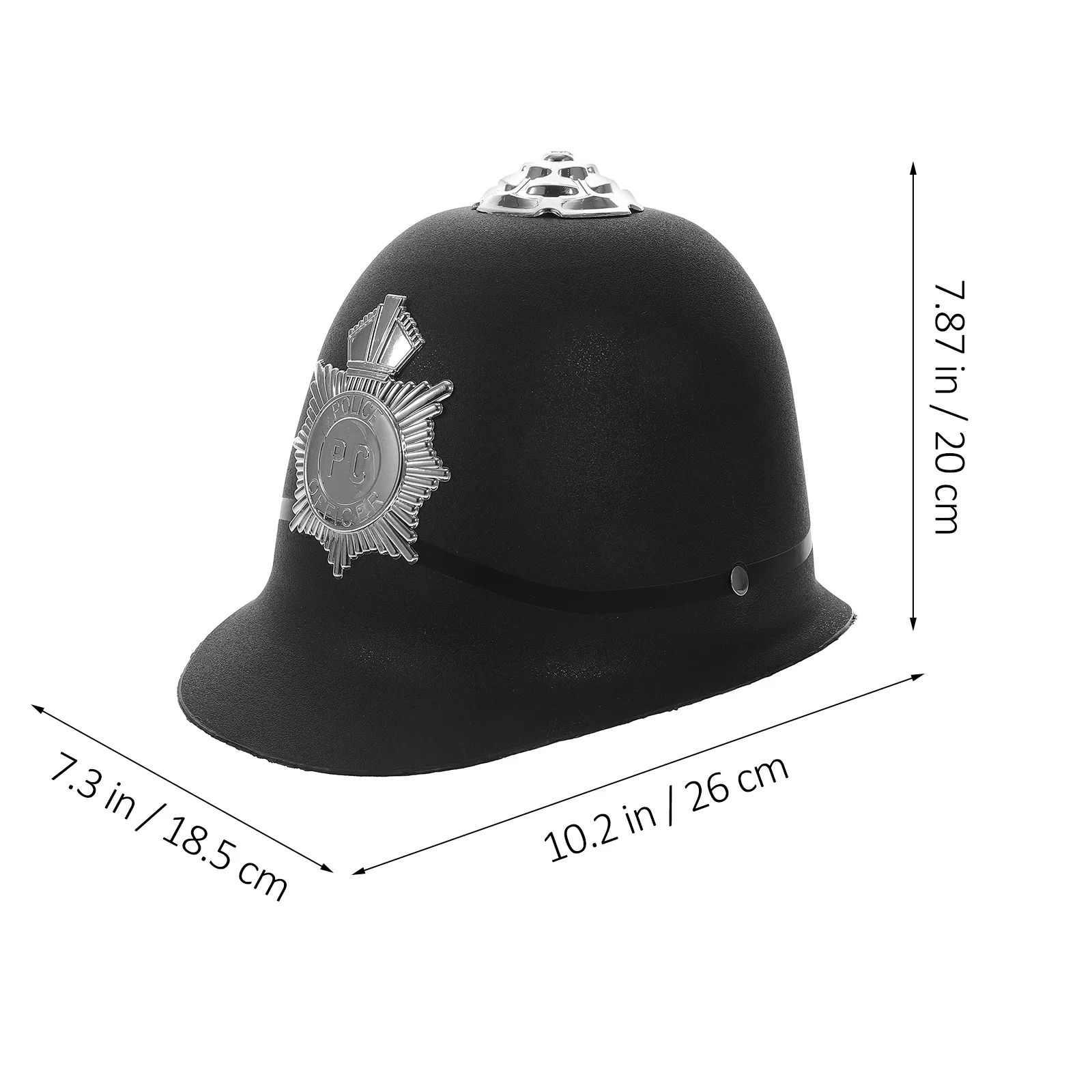 Halloween Cosplay Police Plastic Cop Officer Hat Party Costumes Stage Performance British Bobby Hat Badge Caps Black England