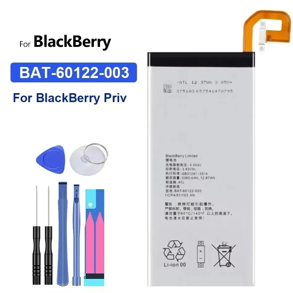 

3360Mah Battery For Blackberry Priv STV100-1/2/3 HUSV1 BAT-60122-003 Big Power Bateria + Tools
