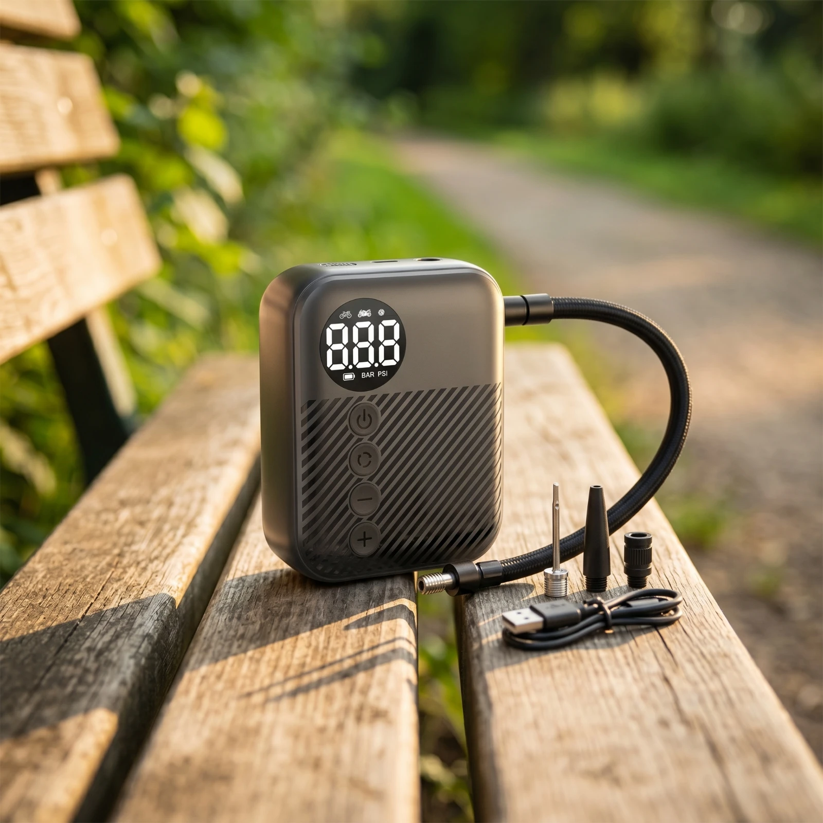 Electric Fiets Air Pump Cordless Luchtpomp Met Presta- En Schrader-Ventielen Fiets Pump Digital Electric Inflator Digitaal view 2
