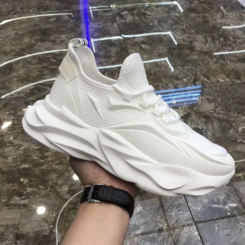 Clunky Sneaker for Men Breathable Thick Soft Sole Comfortable Knited Mesh Casual Sports Shoes Fashion Outdoor Walkong Footwear