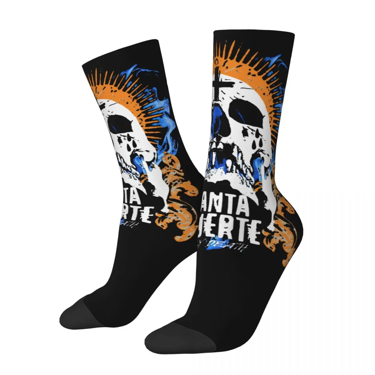 Hip Hop Retro Holy Death Classic Crazy Men's Socks Unisex Mexican Skull Santa Muerte Harajuku Seamless Printed Crew Sock Gift