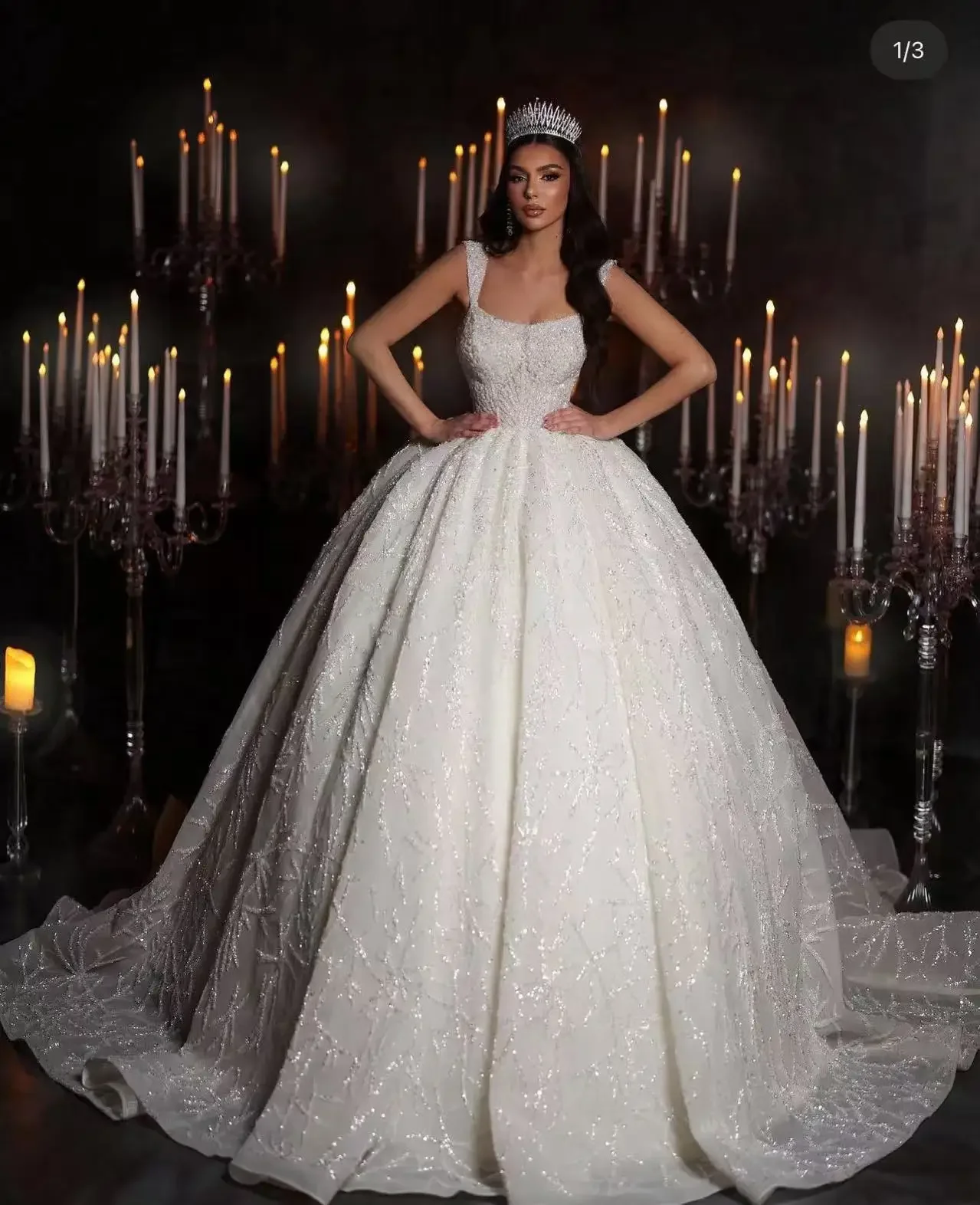 

Customized Wedding Dresses Square Collar Beaded Sleeveless Puffy Skirt Wedding Dresses Princess Bride vestidos de novia boda