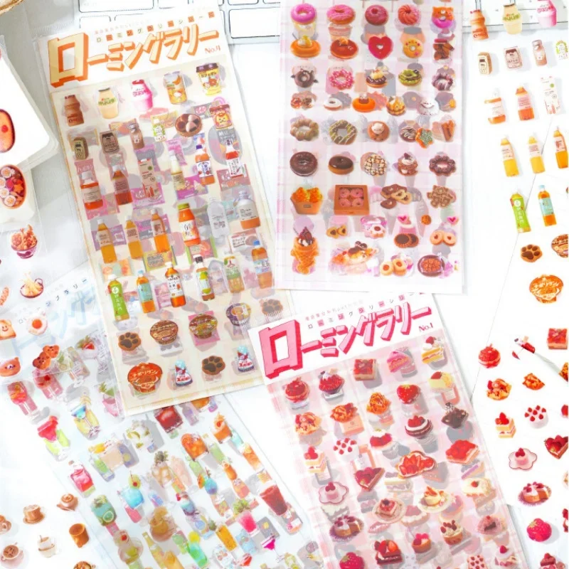 3pcs/set Retro Y2K Japanese Sticker for Student Sweet Snack Cake Series Stationery Sticker DIY Decor Scrapbook Journal Sticker