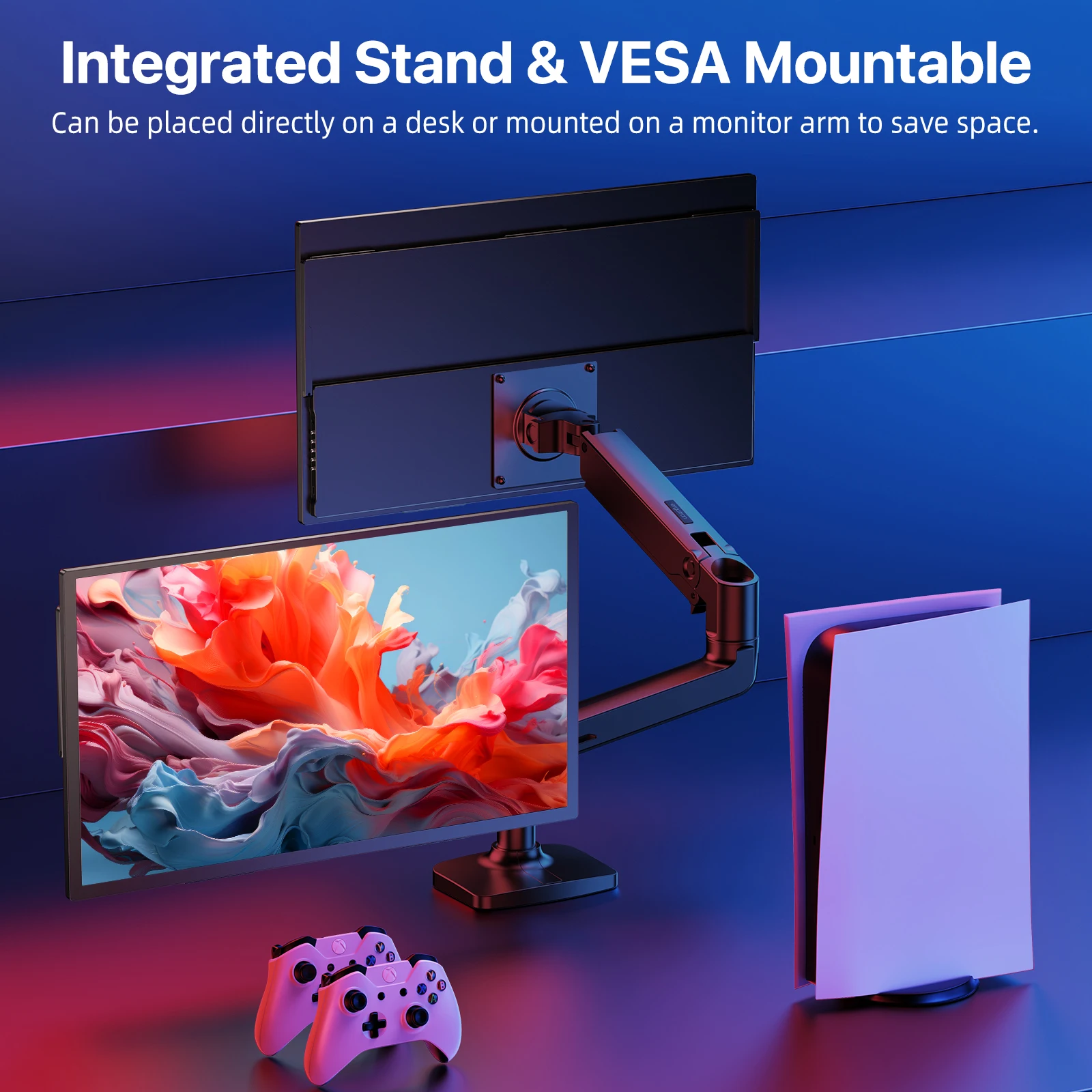 Imagem -04 - Eviciv T118 Grande Monitor de Jogos Portátil 4k de 18 Polegadas 3840 2160 para Starfield Steam Decks Xbox Ps5 Tela Móvel com Alto-falantes Kickstand Vesa