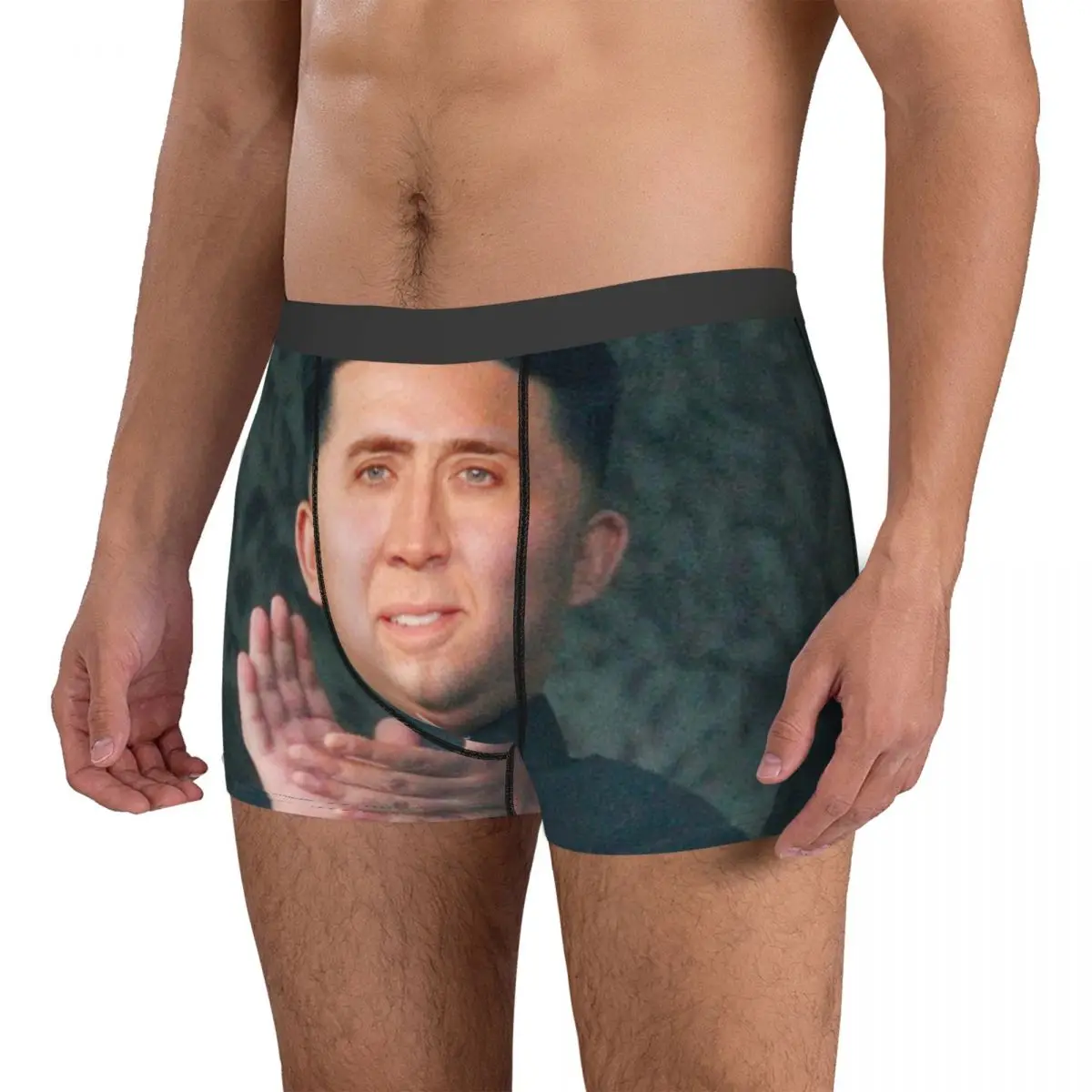 Men\'s Nicolas CageKim Jong-Un Boxer Shorts Panties Breathable Underwear Meme Funny Face Printed Homme Funny Underpants