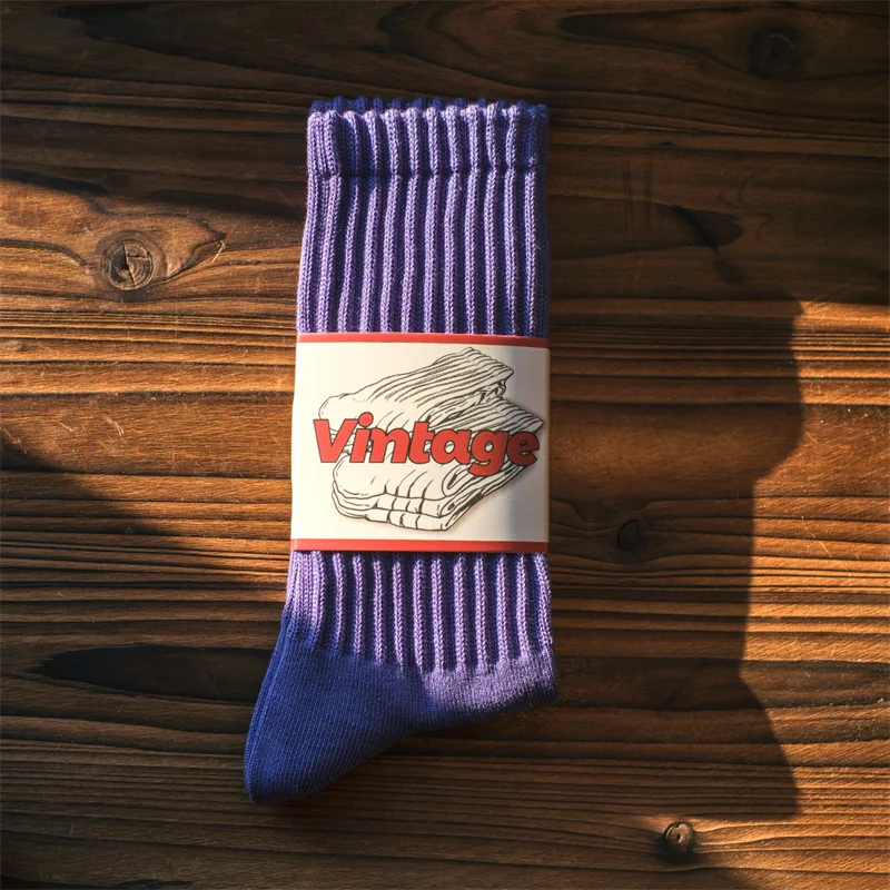 Männer Vintage Männliche Mittlere Röhre Socken Unisex Japanische Einfarbig Verdickte Sportsocken Handtuch Unten Paar Gestrickte Casual Socken