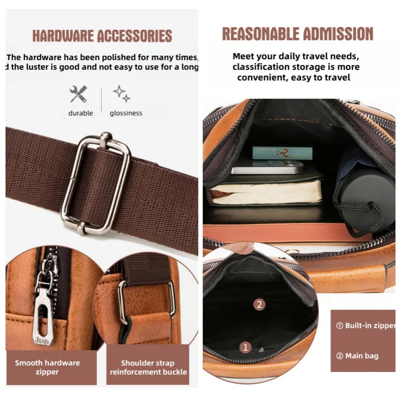 Jeep Buluo neue Männer Taschen Business Casual Schulter Einkaufstasche männliches Leder Reisen hochwertige heiße neue Handtaschen für Vater Marke