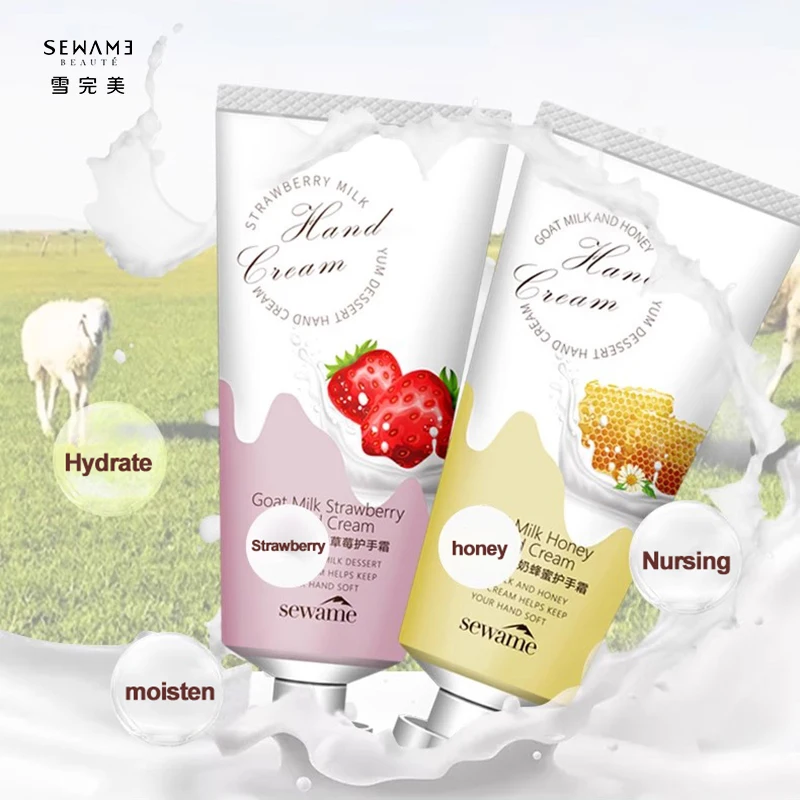 

Goat's milk hand cream, women's honey, strawberry, autumn and winter, moisturizing, anti-drying, and skin rejuvenation