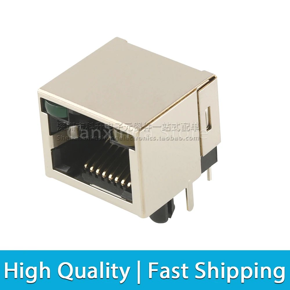 2pcs AJT34L8814-031 RJ45 Jack Socket 100 Base Fast Ethernet Interface LED Light Filter Shield Network Port Modular Connector