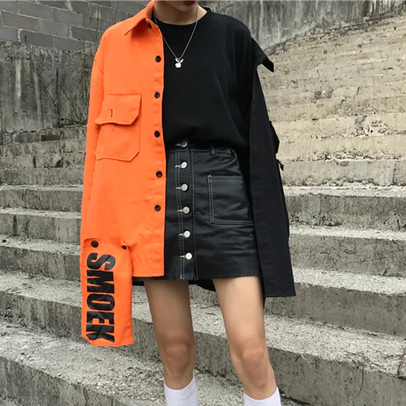 

2023 Spring Streetwear Loose Patchwork Women Jacket Harajuku Letter Coat Female Top BF Style Jackets New NZY116