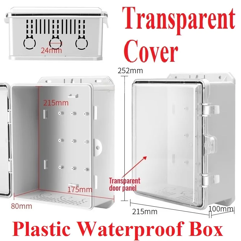 Monitoring Equipment Outdoor Waterproof Box Power box Electrical Enclosure Case ABS Plastic Wire Box Transparent DoorPanel Cover