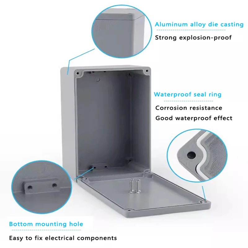 Caja de conexiones de aluminio fundido a prueba de explosiones IP67, carcasa electrónica impermeable, caja de aleación industrial, caja de Metal para proyectos al aire libre