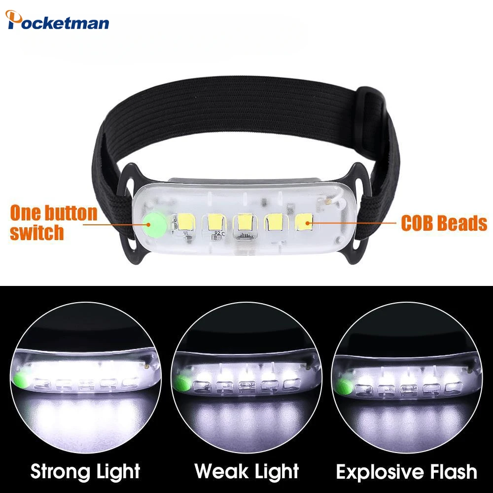 

Powerful COB Headlamp USB Rechargeable 3 Modes Headlight Built-in Battery Waterproof Flashlight Portable Camping Hand Lantern