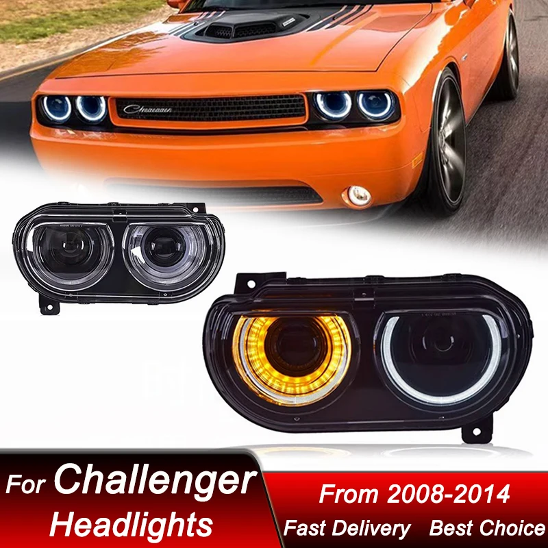 

Pop Car Styling Headlights For Dodge Challenger 2008-2014 New Style Full LED Auto Headlamp Assembly Projector Lens Accessories K