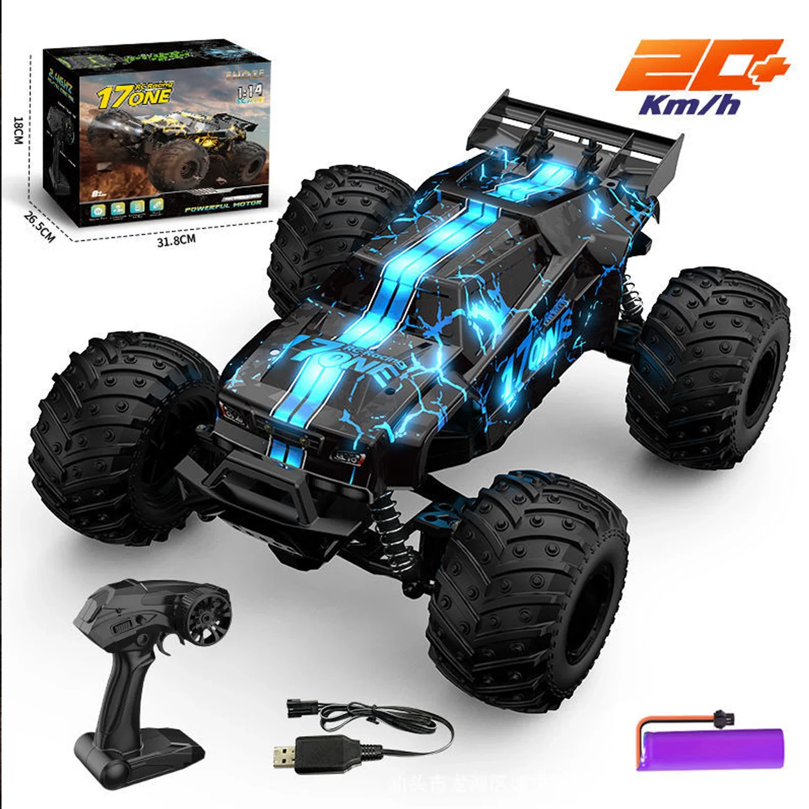 New 1: 14 High-speed Remote Control Car RC 4WD Off-Road Vehicle Wireless Racing Car Children's Day Boy Toy