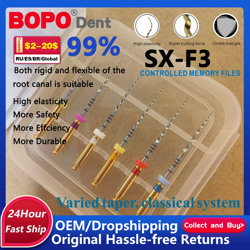 

Стоматологическая лаборатория, 6 шт./кор., эндодонтический двигатель NiTi, используемый вращающийся файл с тепловой активацией SX-F3, 25 мм, суперфайлы для корневых каналов, аксессуары для стоматологии