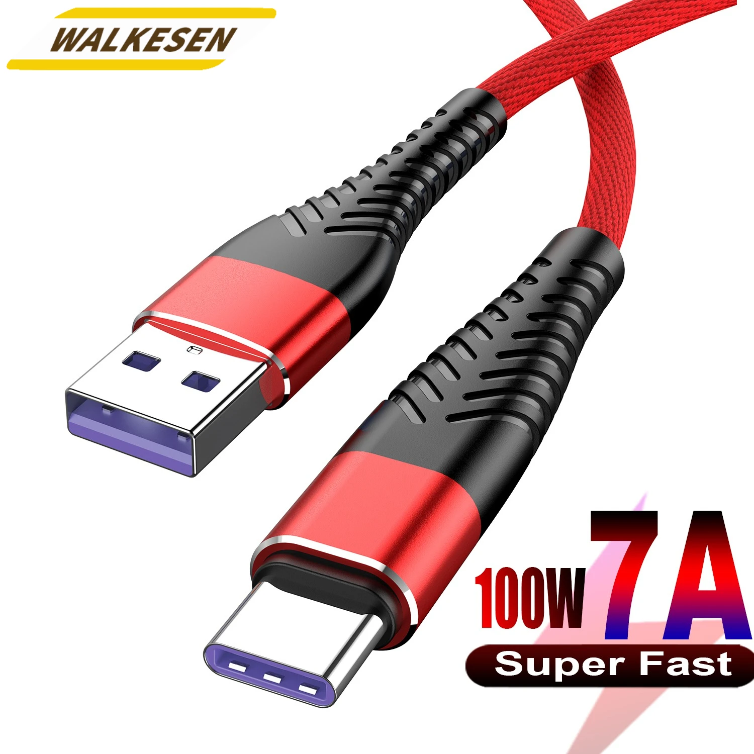 100W 7A 0.25M 1M 2M 3M Weaving Data Cable Type C Fast Charging Data Cord for iPhone Xiaomi Huawei Samsung USB Nylon Braided Wire