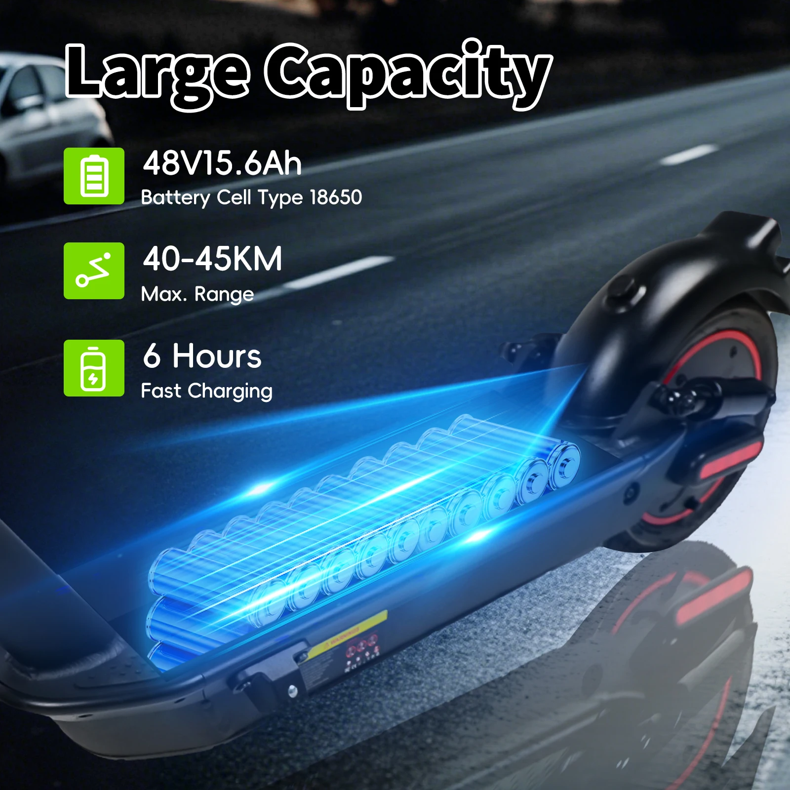 سكوتر سكوتر كهربائي الذروة 1000 واط 48 فولت 15.6Ah خلية ليثيوم أيون قوية قابلة للطي سكوتر ركلة كهربائي 10 "العرض الذكي دعم التطبيق