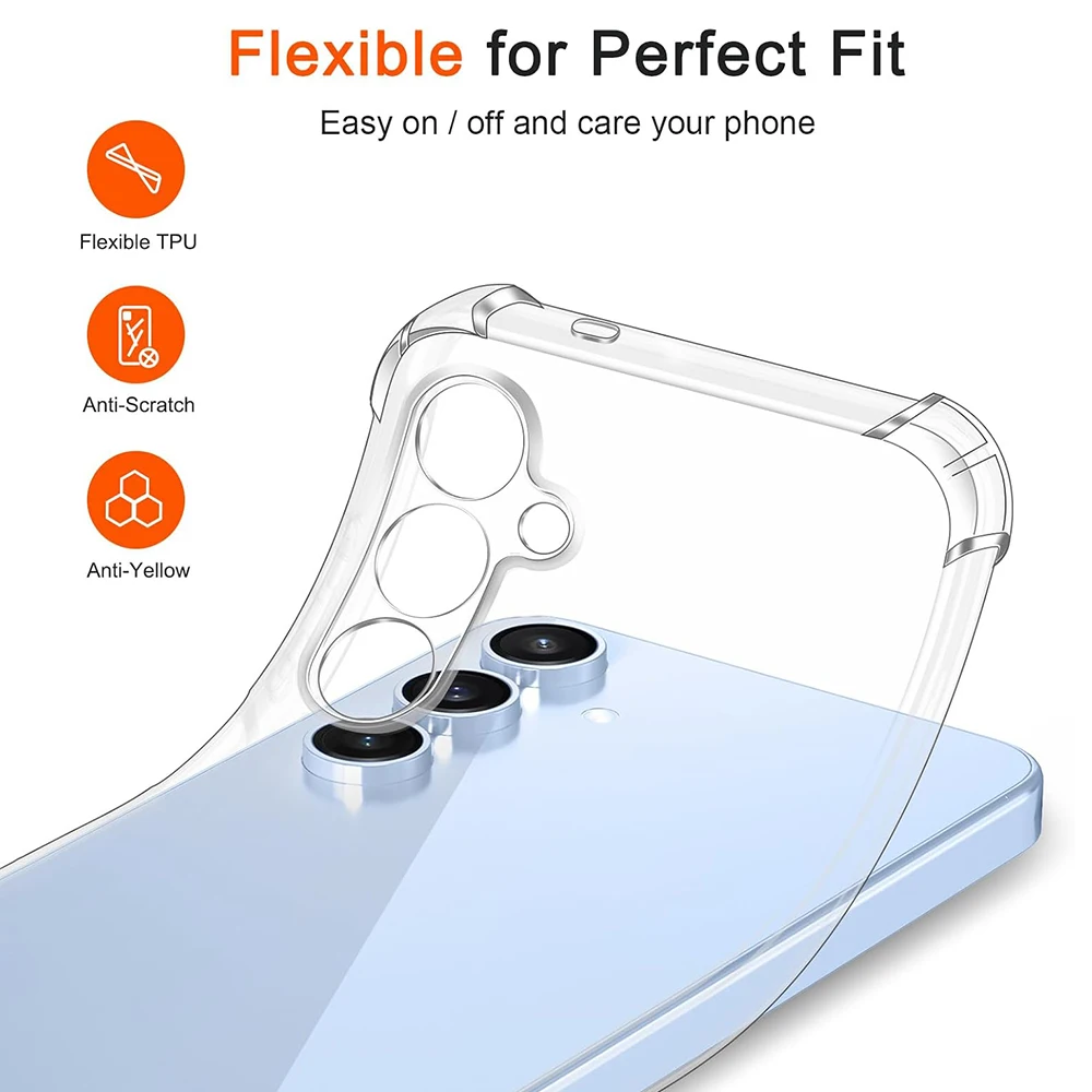 

Shockproof Silicone Soft Case For Samsung Galaxy S25 Edge S24 S23 S21 FE Ultra Plus Clear Cover Transparent TPU Shell Ultra-Thin