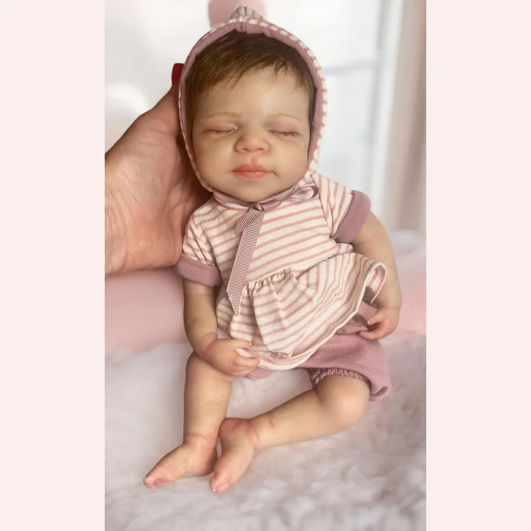 파스칼 33cm 세척 가능한 전신 실리콘 베베 리본 여자아이 인형 (뿌리 있는 머리카락, 입 벌림, 부드러운 촉감, 실물 같은 신생아 인형)