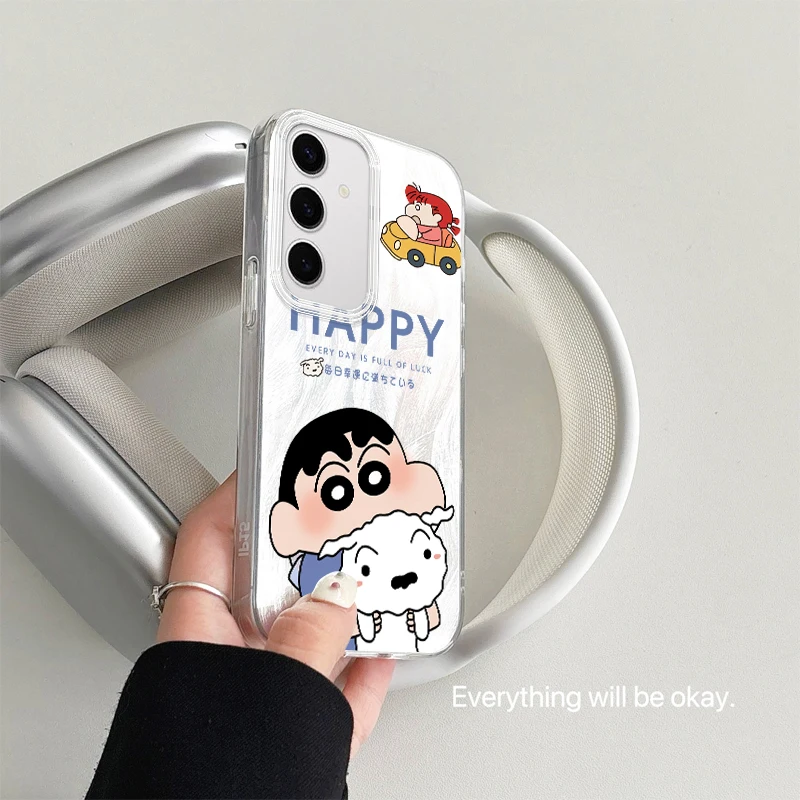 Lovely C-Crayon Shin-chan Phone Case for Samsung Galaxy S24 S23 S22 S21 Plus Ultra A73 A72 A71 A55 A54 A53 Shockproof Matte Case