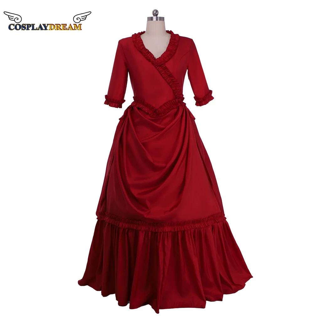 

Movie Dracula Mina Harker Victorian Red Bustle Gown Gothic Steampunk Vampire Bustle Gown Plus Size Evening dress