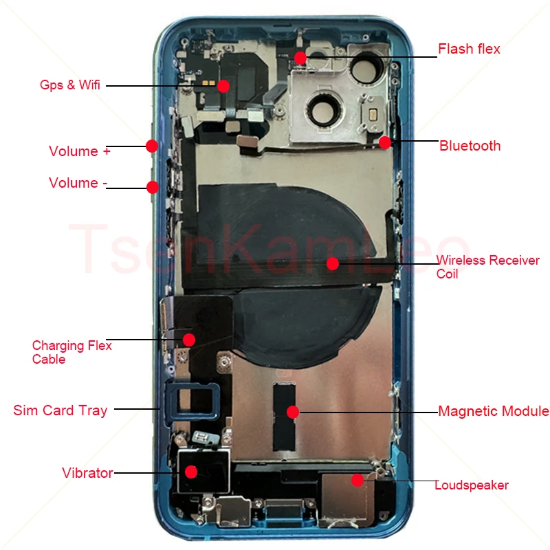 [TKL] Full Back Housing with Flex for iPhone 13 Back Battery Door Glass Cover Universal, 5G & European Version