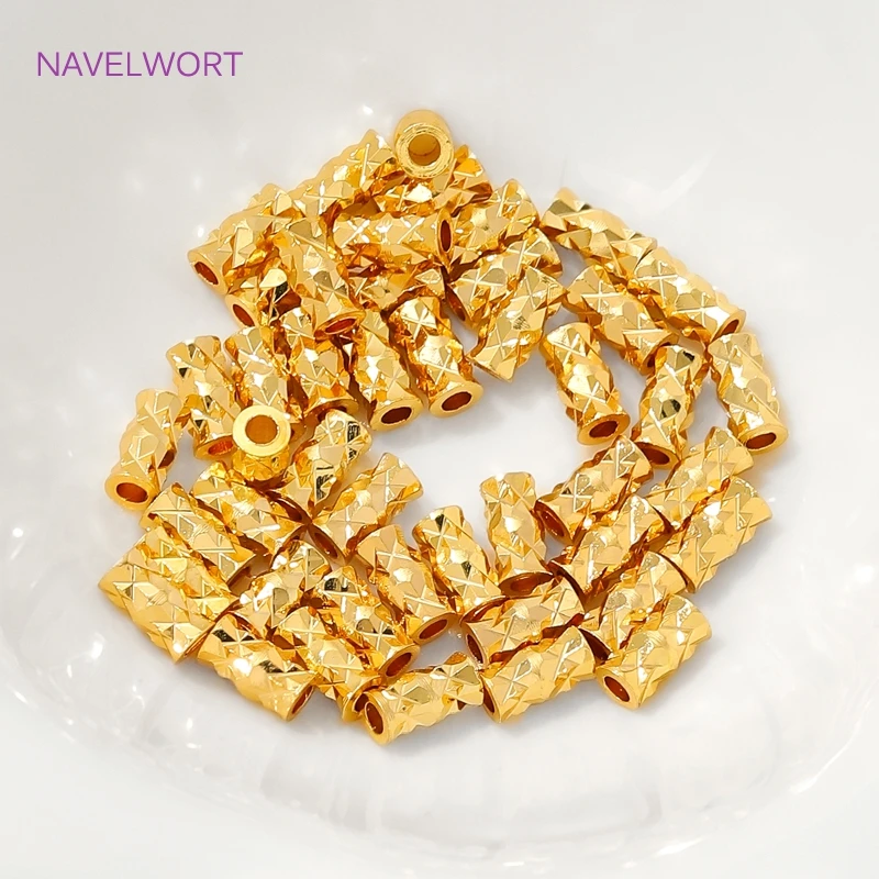 18K Gold Plated Spacer Beads For Bracelets Accessories,Separators For Beads,Brass Loose Beads,DIY Jewelry Making Supplies image 3