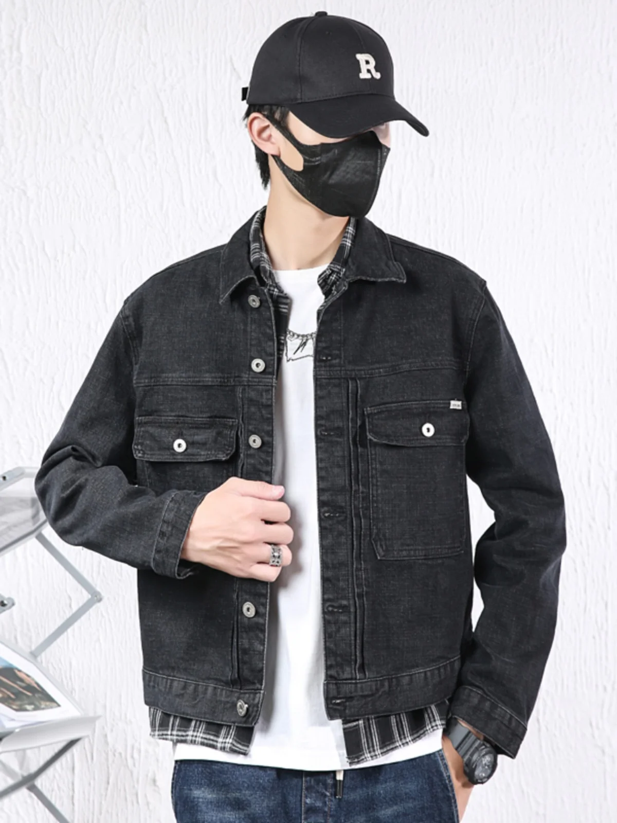 

Мужская джинсовая куртка Bla Denim: весенне-осенняя, в стиле ретро, с воротником, повседневная рабочая одежда, американский тренд, молодежная, приталенная, с длинными рукавами