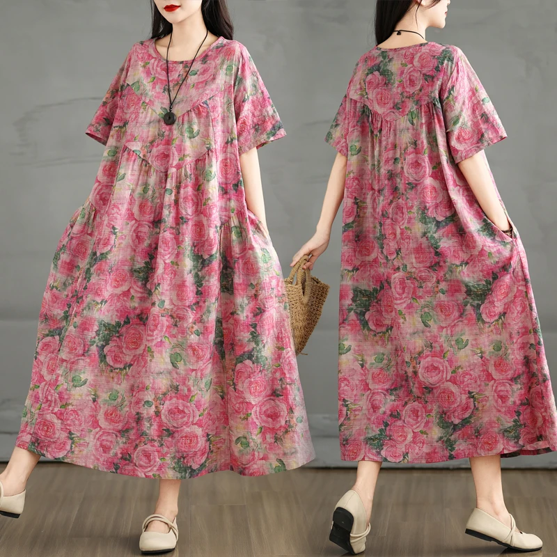 

Новое летнее винтажное свободное тонкое платье трапециевидной формы с хлопковой подкладкой, женское круглое платье Ne ket ort Sve Midi Dr Commute Sle