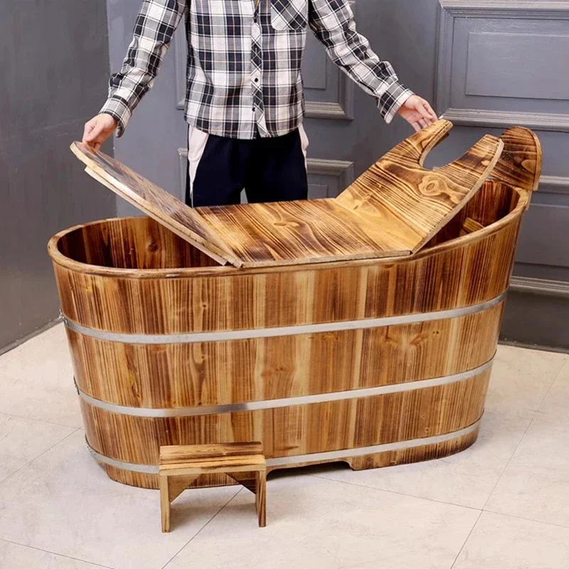 New Cube Portable Bathtub Adult Spa Bucket Bath Basin Seat Portable Sauna Indoor Wooden Barrel Spa Seaux Bathroom Products