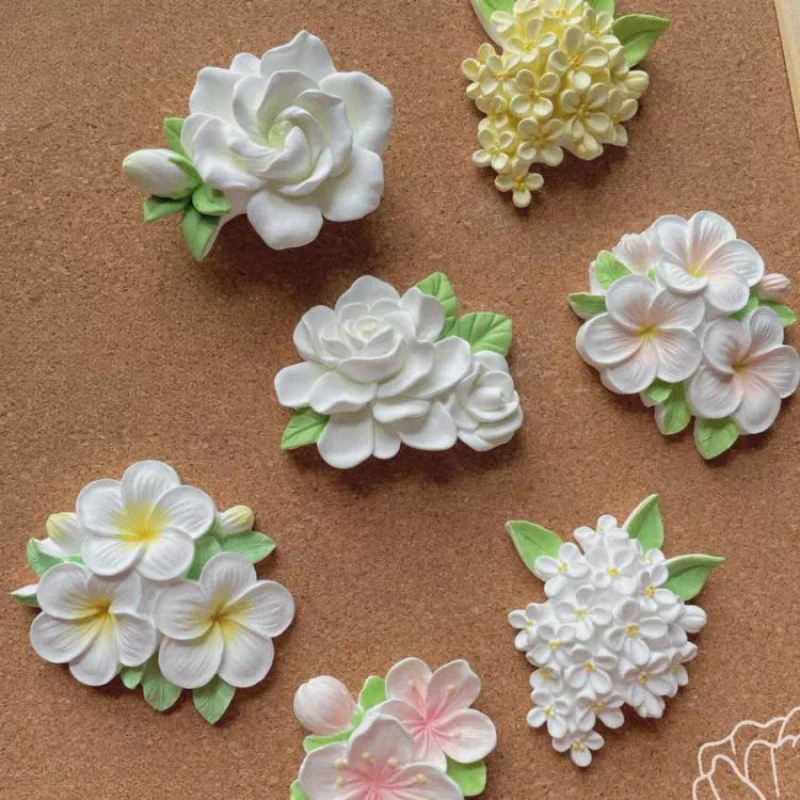 Gardenia Flower Aromatherapy Candle Decoration Silicone Mold Flowers Fragrance Gypsum Plaster Crafts Home Decoration Mould