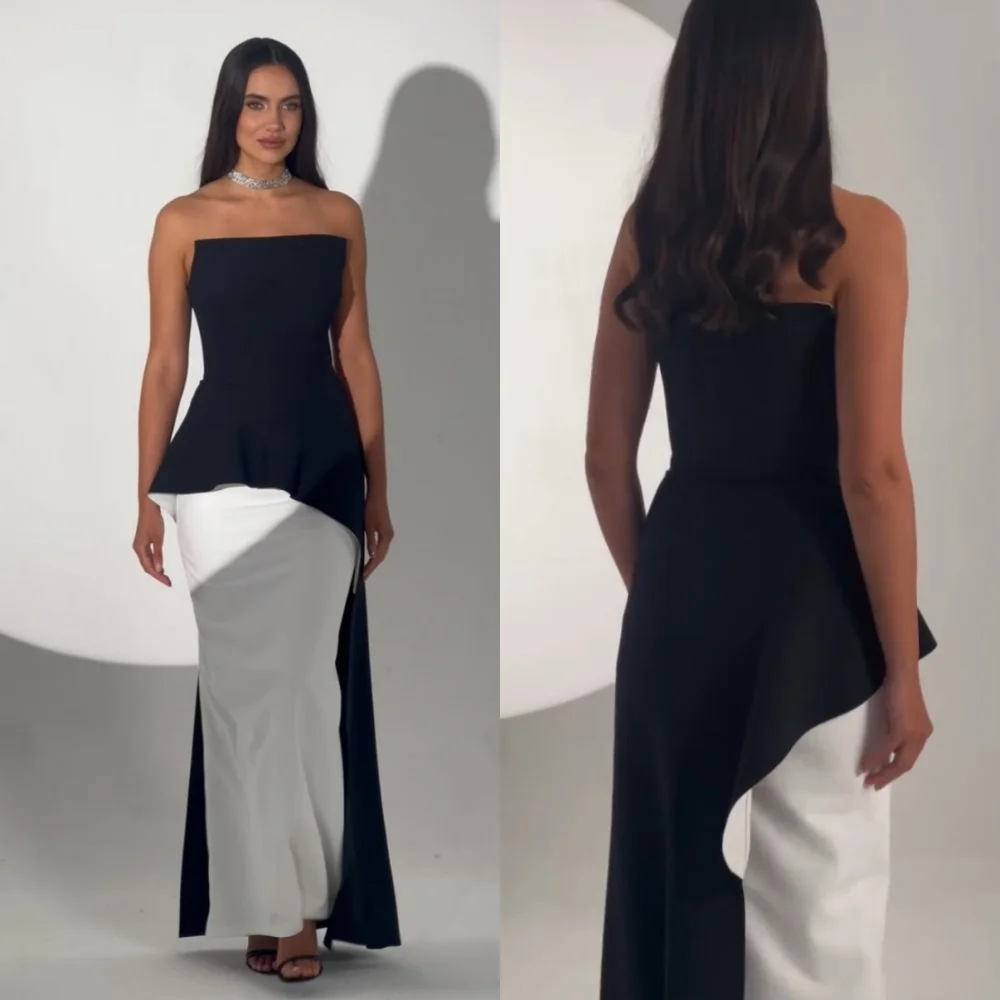 

Customized Jersey Ruched Strapless Sheath Midi Dresses Bespoke Occasion Simple Elegant Sizes Available Party