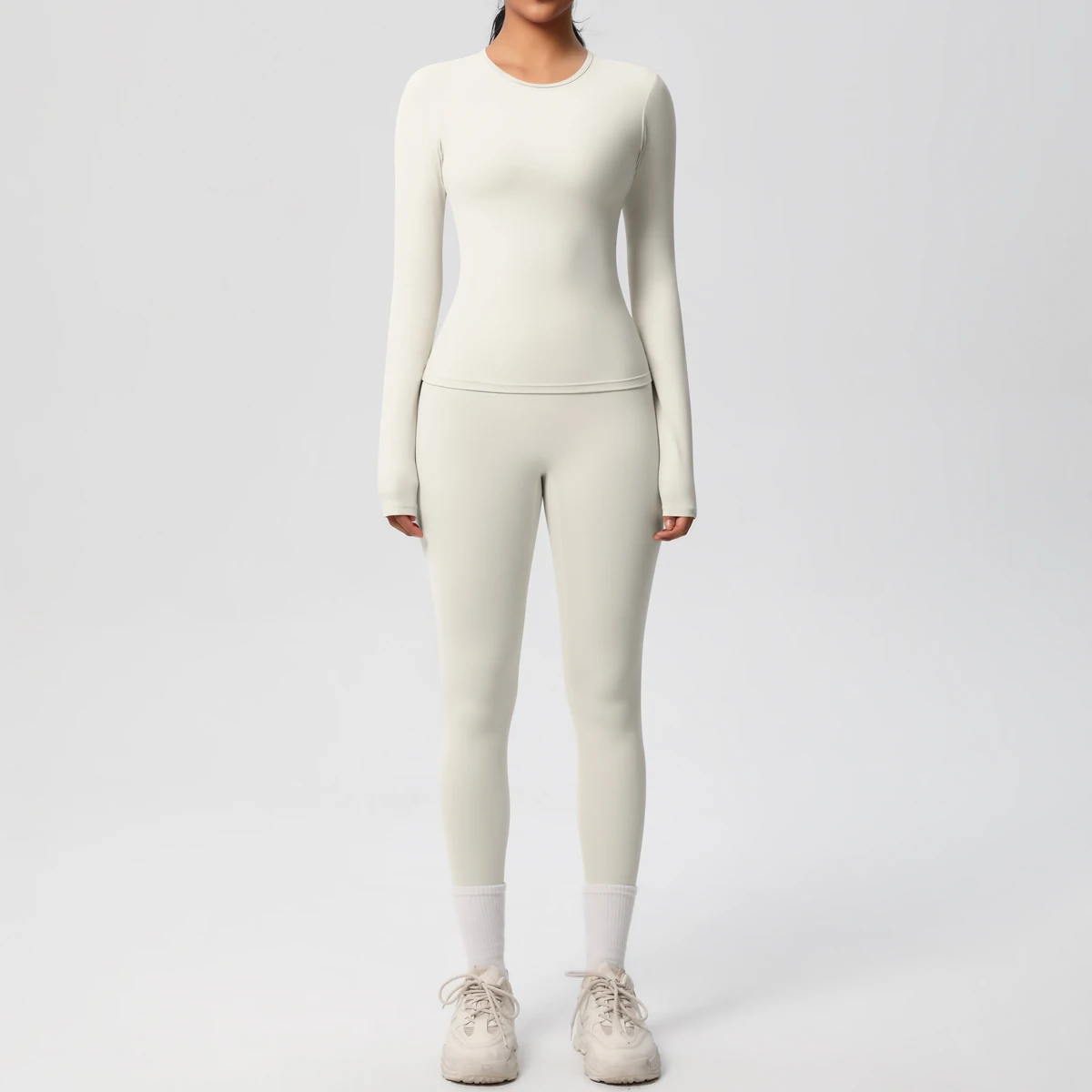 2-teiliges Sportbekleidungs-Yoga-Set, Fitnessstudio-Kleidung, Yoga-Anzüge für Damen, Fitness-Set, Trainingsanzüge, Sport, Langarm, bauchfreies Top, Gym-Leggings – Detail 23