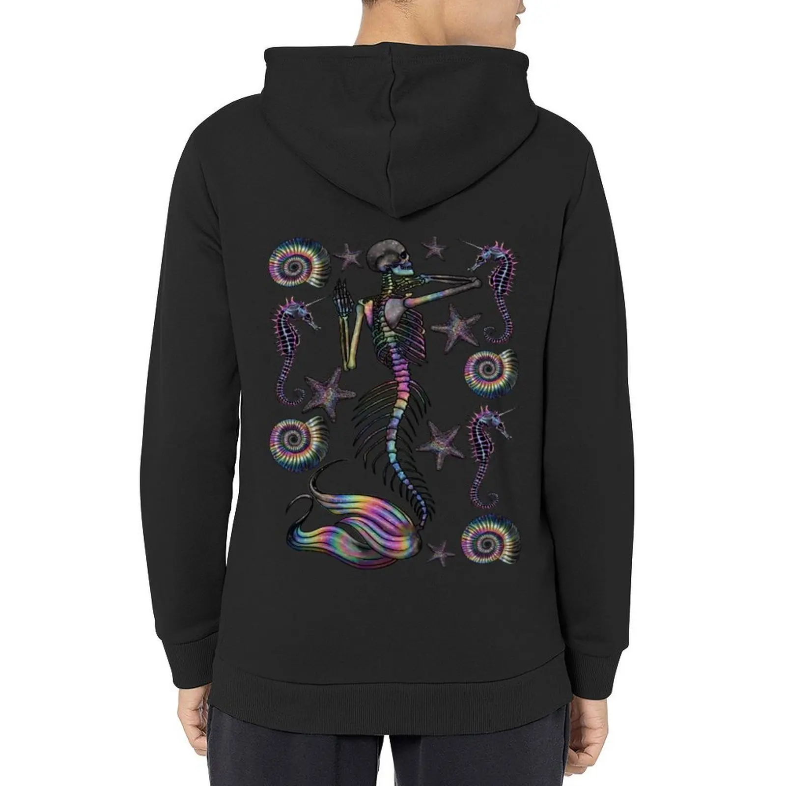 

Oil slick mermaid Pattern Hoodie hooded shirt korean autumn clothes fashion men men's winter sweater mens hoodie
