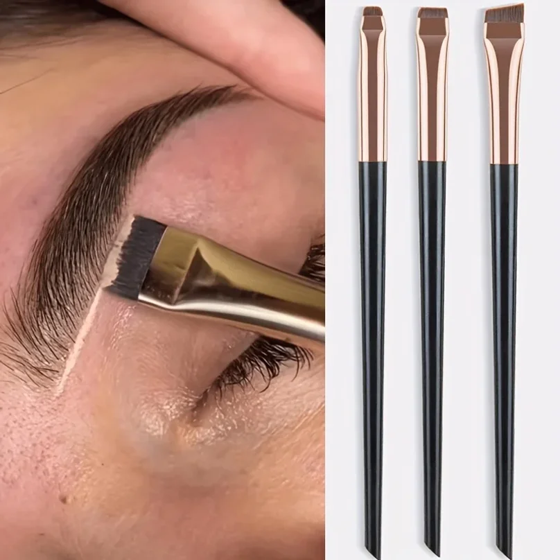 3pcs Makeup Brush Set, Blade Eyeliner Brush Fine Oblique Head Eyebrow Brush Outline Eyeliner Ultra-Thin Eye Shadow Brush Makeup