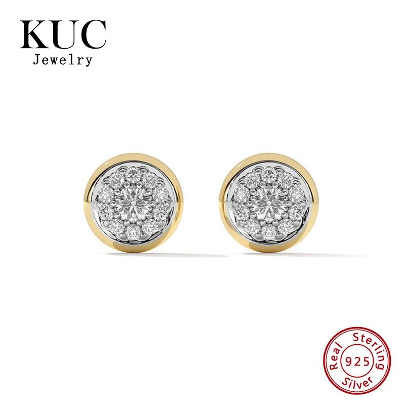 

Fine Jewelry Tendy Casual 925 Sterling Silver Minimalist Chic Huggies Round Inlaid Zircon Stud Earrings
