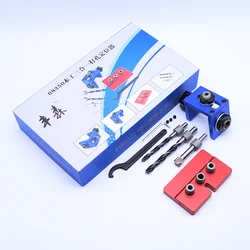 Wood Tools Woodworking Pocket Hole Locate Punching Jig Kit + Drilling Bit Bushing Tools Set