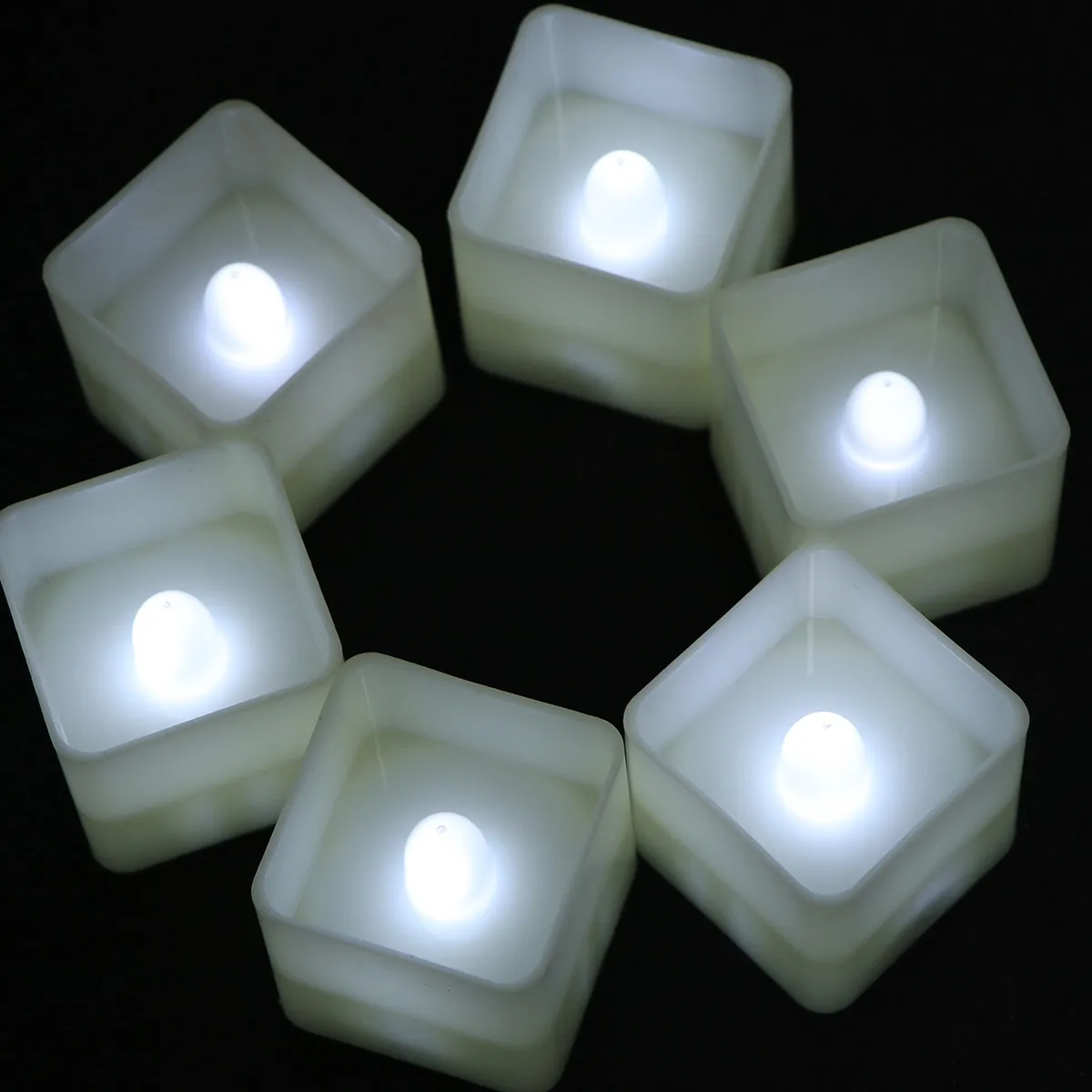 12Pcs LED Electronic Lights Square Flameless Battery Powered Decorative Night Lamp Party Decoration Warm White