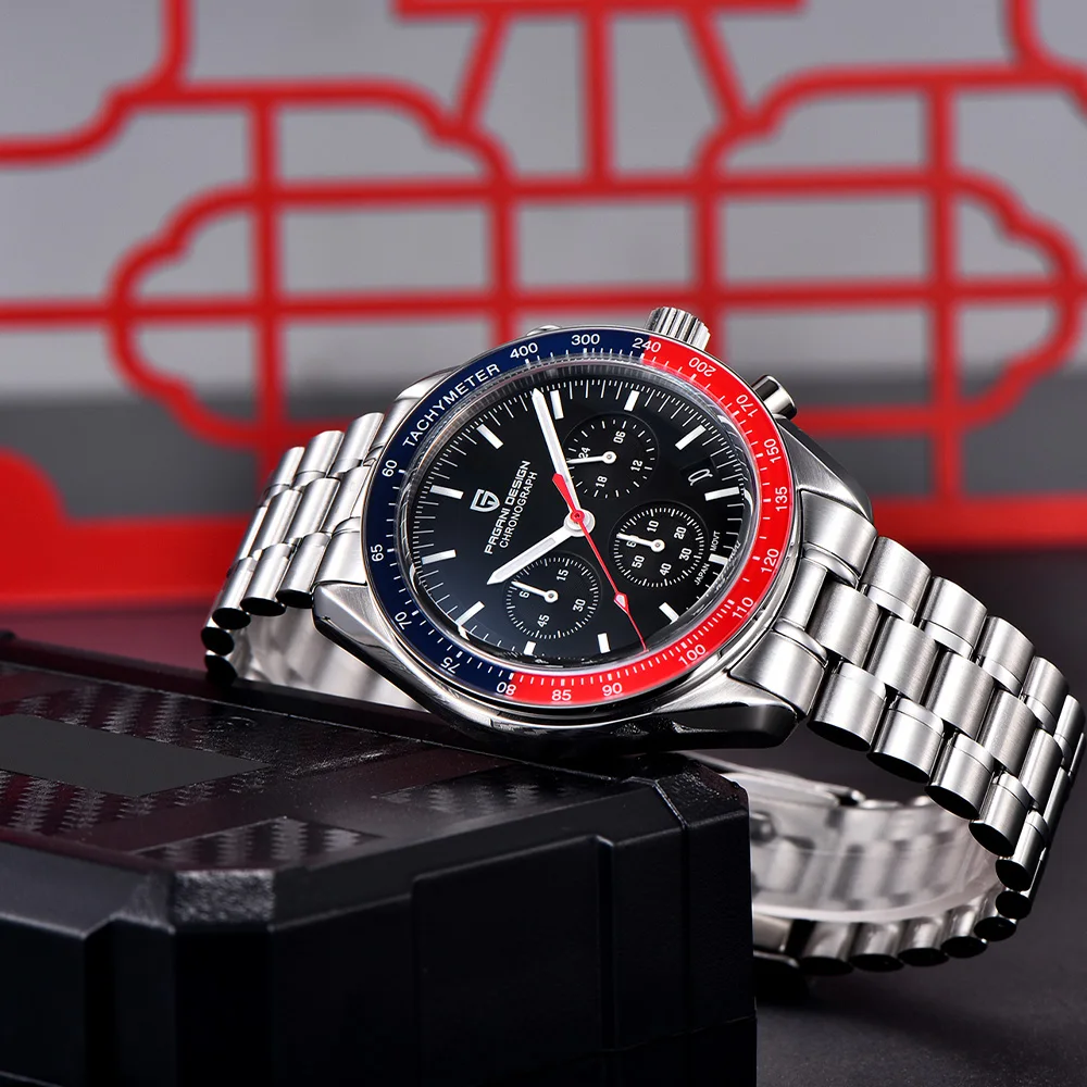 2026Pagani design Moon Watches Luxury Two-color bezel men's Quartz watch VK63 Chronograph classic Sapphire Stainless Steel reloj