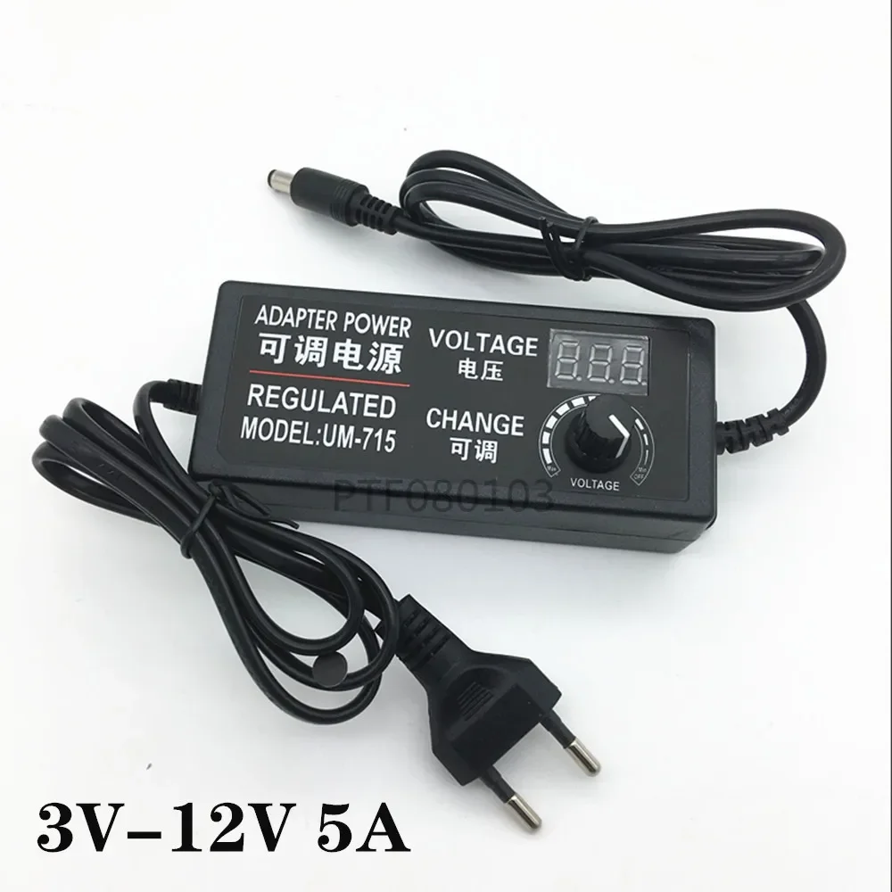 Adjustable Adapter AC TO DC Universal Adapter Multi Voltage 3V 5V 6V 9V 12V 15V 18V 24V 2A 3A 5A 220V To 12 Volt Power Supply