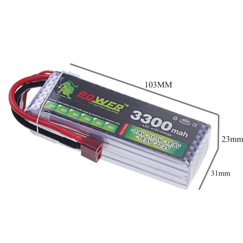 3300mAh 11.1V 3S 30C LiPo Battery for RC Helicopter Aircraft Quadcopter Cars Airplane Toys with T/JST/XT30/XT60 Plug