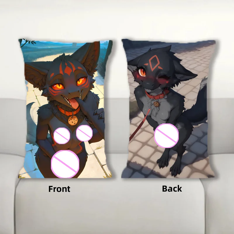 Furry Dakimakura Sexy Cookie Anime Body Pillow Double Side Print Half Body Throw Pillow Bedding Pillowcase