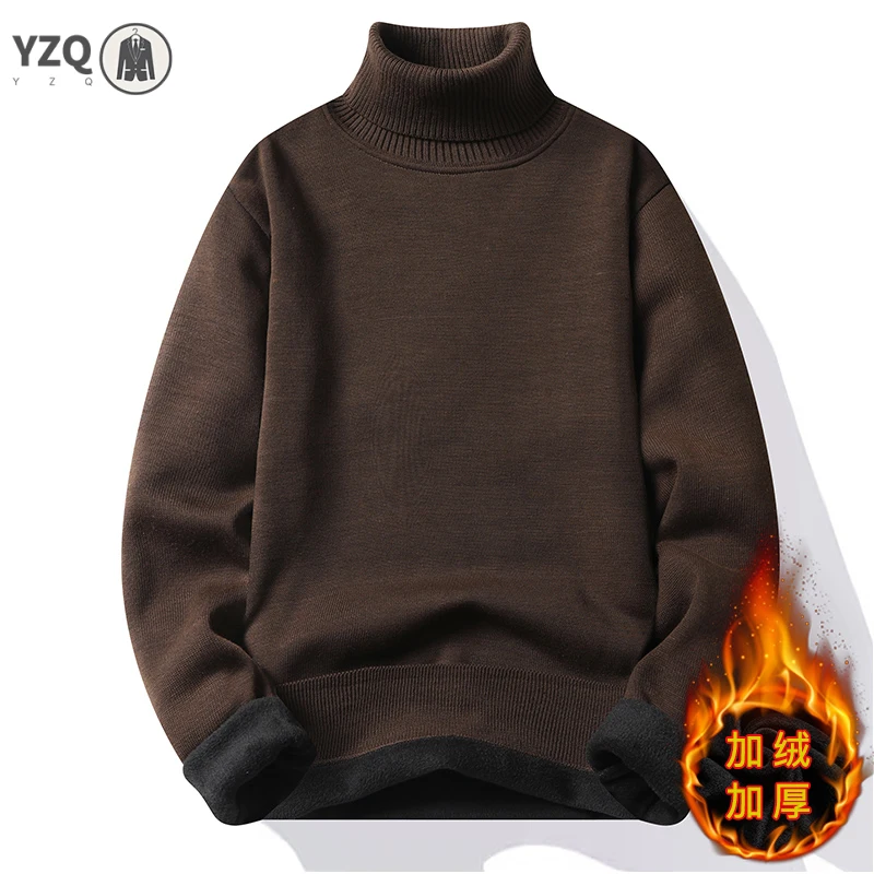 Sweatwear Mens Anti-pilling High Quality Knitted Turtleneck Sweater Slim Fit Long Sleeve Pullover Solid Color Trend Men Clothing