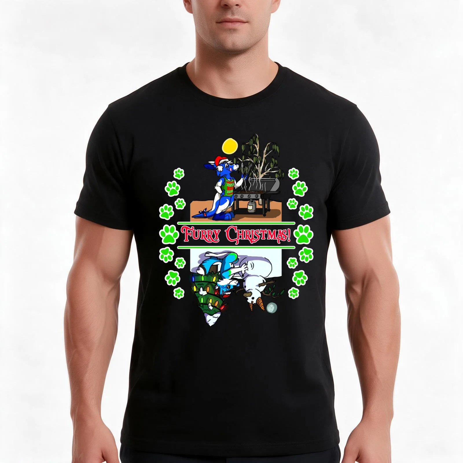 Furry Christmas w Pocari & Stormi! T-Shirt Summer Casual Cotton Tee Oversized Streetwear Tops Vintage Graphic Print