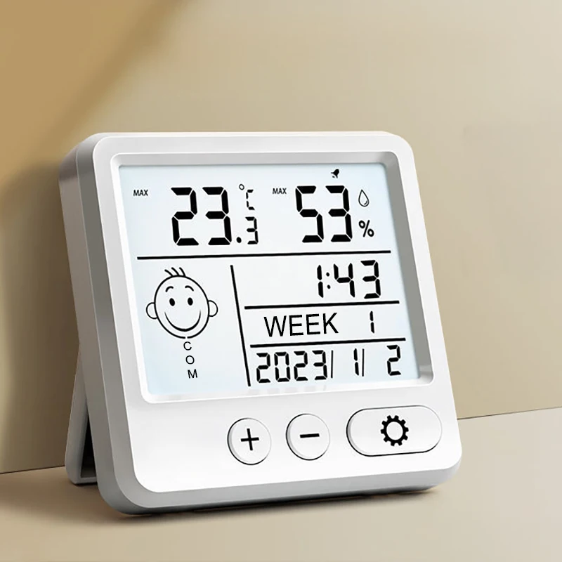 Reloj despertador Digital LCD, reloj de pared de mesa para dormitorio, sala de estar, visualización de fecha, semana, temperatura, humedad, funciona con pilas, decoración del hogar