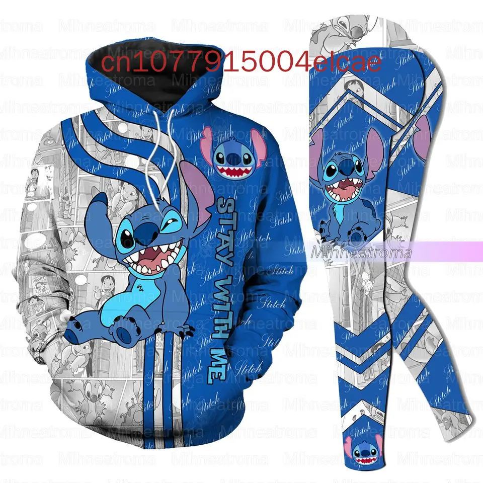 Christmas Stitch 3D Hoodies Women Hoodies Set Disney Yoga Pants Sweatpants Women Disney Yoga Hoodies Leggings Fashion Sportswear